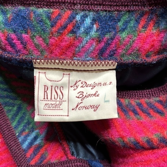 Vintage Riss Modell Bjorke Norway Pink Wool Button Lined Jacket Large - Picture 7 of 10